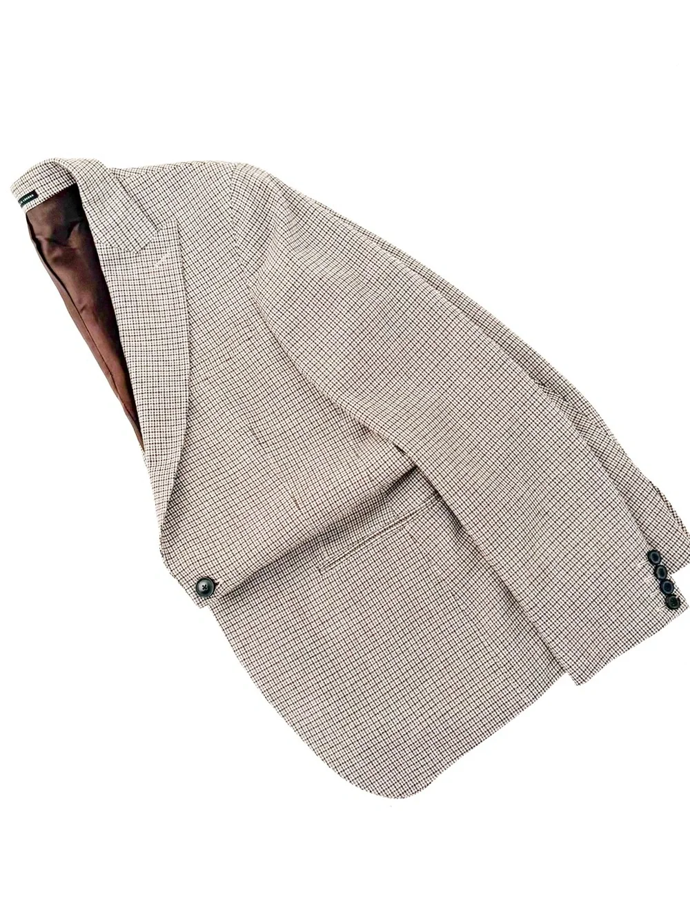 NEW Reiss Men's Plaid Cotton - Wool Houndstooth Blazer Beige Brown 38R Jacket